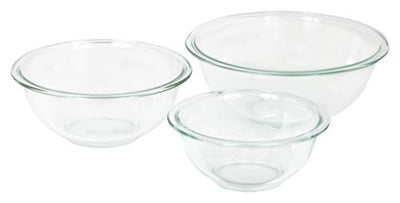 Pyrex Glass Mixing Bowl Set (3-Piece Set, Nesting, Microwave 3-Piece, Clear