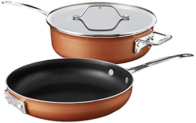 Gotham Steel Stackable 3 Piece Frying Pan Cookware Set– 3 Set, Brown