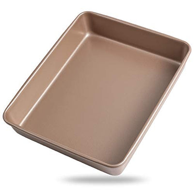 Zoymensu Baking Pan 11 x 9 11×9 Inch Rectangular Pan, Gold