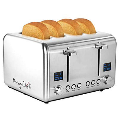 Megachef 4 Slice Toaster in Stainless Steel Silver 4 Slice,