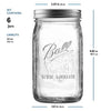 Ball Wide Mouth Mason Jars 32 oz [6 Pack] With mason jar lids and clear