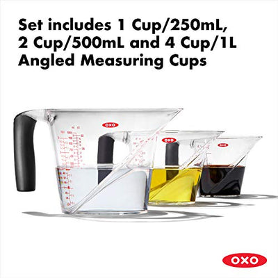 OXO Good Grips 3-Piece Angled Measuring Cup Set Multi, Black