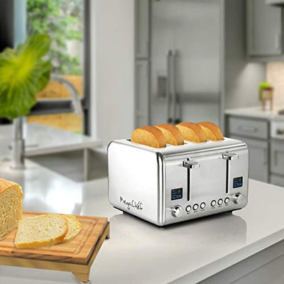 Megachef 4 Slice Toaster in Stainless Steel Silver 4 Slice,