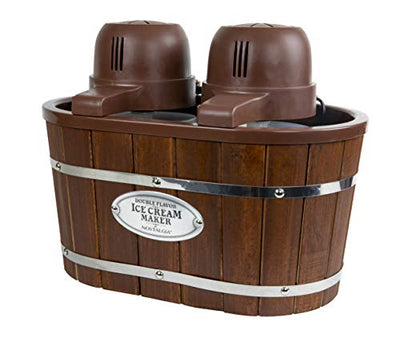 Nostalgia Flavor Electric Bucket Ice Cream Maker Makes 4-Quarts 4-Qt., Brown