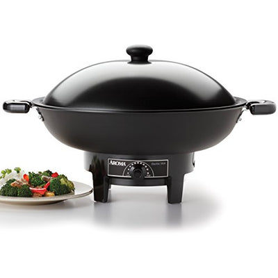 Aroma Housewares AEW-305 Electric Wok Easy Clean Nonstick, 7Qt., Black