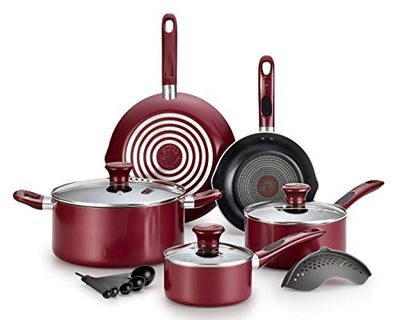 T-fal Excite ProGlide Nonstick Thermo-Spot Heat Indicator 14 Piece, Red