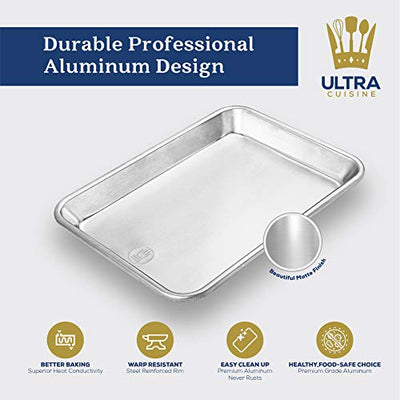 Professional Quarter Sheet Pans - 9.8" x 13.2" - Set of 2, Aluminum