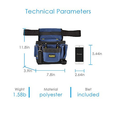 FASITE Tool Pouch Belt, 7-Pocket Professional Small Electrical PTN013