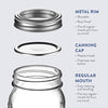 Regular-Mouth Glass Mason Jars, 16-Ounce (6-Pack) Canning Jars with...