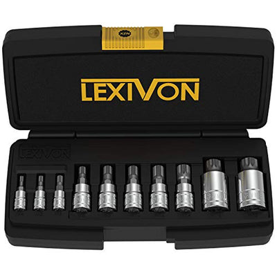 LEXIVON XZN Triple Square Spline Bit Socket Set, Premium S2 Alloy Steel Black