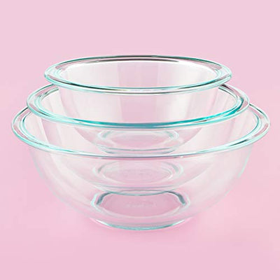 Pyrex Glass Mixing Bowl Set (3-Piece Set, Nesting, Microwave 3-Piece, Clear