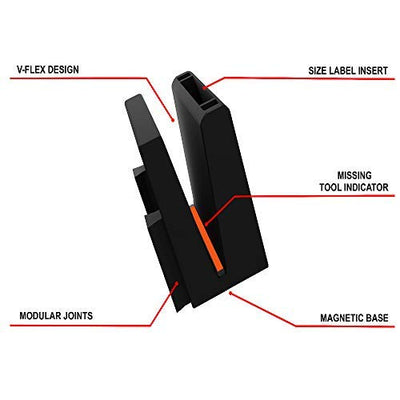 Toolbox Black Wrench Holders, Orange Base is Seen When Missing