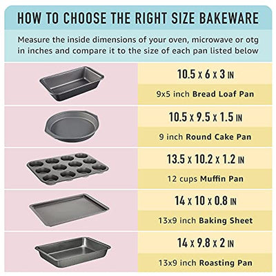 Amazon Basics 6-Piece Nonstick Oven Bakeware Baking Set 40.5x28.5x15cm, Gray