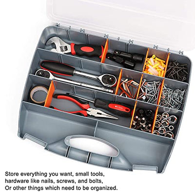 Makitoyo Hardware Storage Box Tools Organizer 21 Compartments, Clear