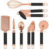 7 pieces Kitchen Gadget Set Copper Coated Stainless Steel Utensils, Black