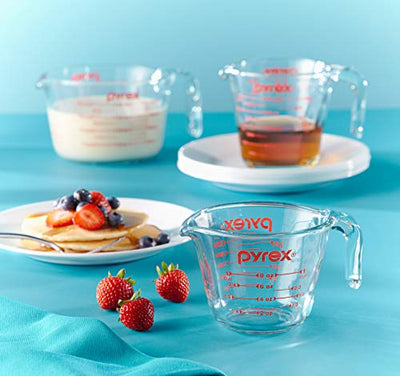 Pyrex Glass Measuring Cup Set (3-Piece, Microwave and Oven 3-Piece, Clear