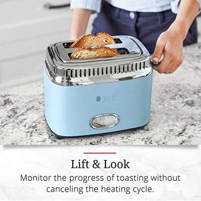 Russell Hobbs TR9150BLR Retro Style 2-Slice Toaster, Heavenly 2-Slice, Blue