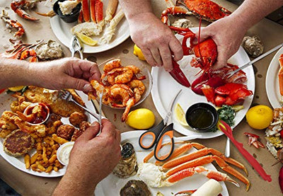 Hiware 19-piece Seafood Tools Set includes 6 Crab 19-Piece, Red/Silver