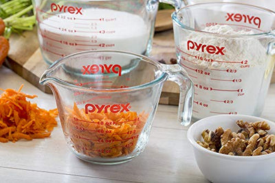 Pyrex Glass Measuring Cup Set (3-Piece, Microwave and Oven 3-Piece, Clear