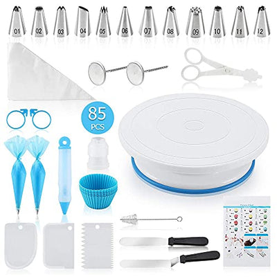 Docgrit Cake Decorating kit- 85PCs Decoration Tools with a Non Slip Blue