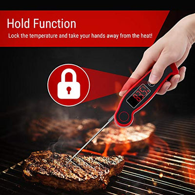 ThermoPro TP19 Waterproof Digital Meat Thermometer for Grilling Black & Red