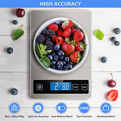 Nicewell Food Scale, 22lb Digital Kitchen Scale Weight Grams and oz Silver