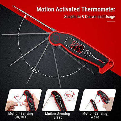 ThermoPro TP19 Waterproof Digital Meat Thermometer for Grilling Black & Red