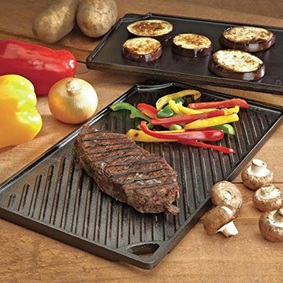 Lodge Pre-Seasoned Cast Iron Reversible Grill/Griddle, 16.75 In., Black