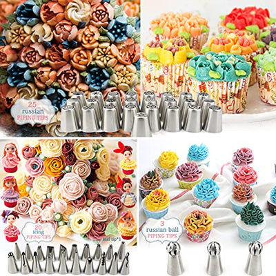 GEMLON Russian Piping Tips Cake Decorating Supplies 88PCS Tips,