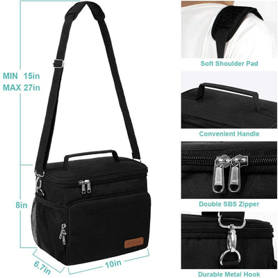 Insulated Lunch Bag for Women/Men - Reusable Box Office Work Black