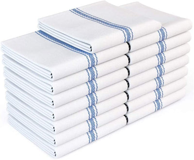 Zeppoli Classic Kitchen Towels 15-Pack - 100% Natural 15-Pack, Blue Striped