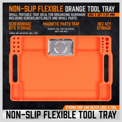 HORUSDY Medium Non-Slip Flexible Tool Tray | Organizer ‎Medium/, ‎Orange