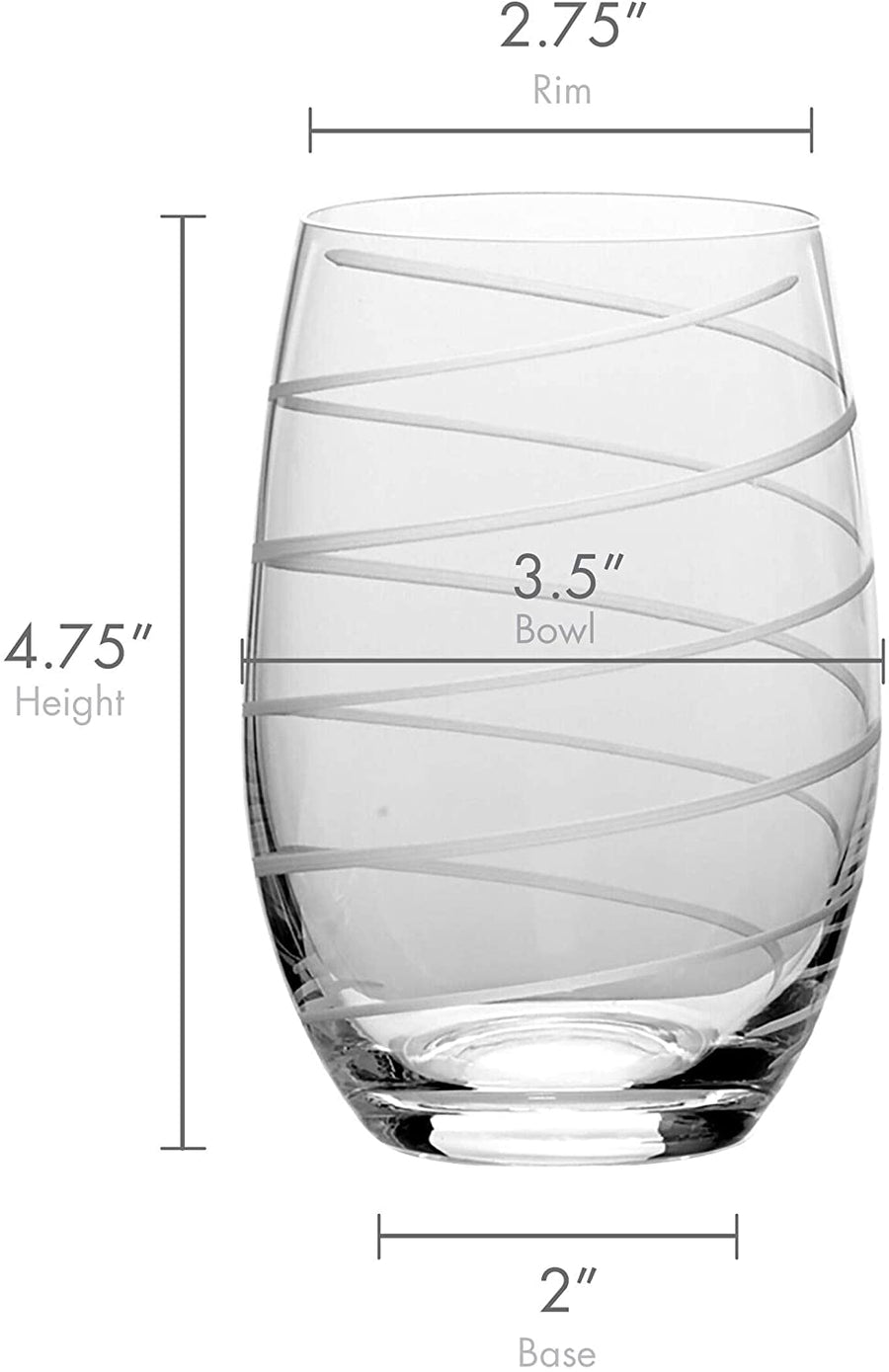 Mikasa Cheers Stemless Wine Glass, 17-Ounce, Set of 4, Clear