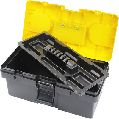 Anyyion 14.2-Inch Plastic Tool box with Removable Tray, Truly Strong Yellow