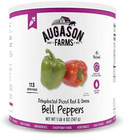 Augason Farms Dehydrated Diced Red & Green Bell Peppers 1 lb 4 oz No. 10 Can