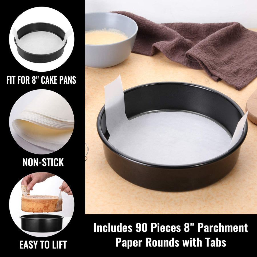 Hiware 8-Inch Round Cake Pan Set of 3, Nonstick Baking Pans with 90...