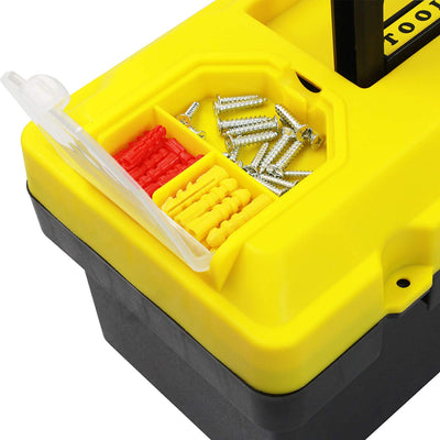 Anyyion 14.2-Inch Plastic Tool box with Removable Tray, Truly Strong Yellow