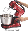 Hamilton Beach Electric Stand Mixer, 4 Quarts, Dough Hook, Flat Beater Red