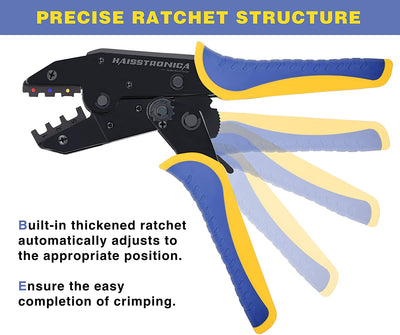 haisstronica Crimping Tool For Heat Shrink Connectors-AWG 22-10 ‎Medium, Blue