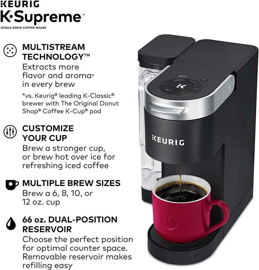 Keurig K-Supreme Coffee Maker, Single Serve K-Cup Pod Brewer, Black