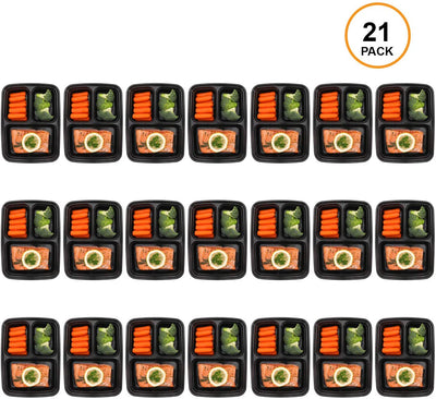 Freshware Meal Prep Containers [21 Pack] 3 3-Compartment, 21-Pack, 24 ounce