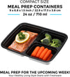 Freshware Meal Prep Containers [21 Pack] 3 3-Compartment, 21-Pack, 24 ounce