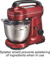 Hamilton Beach Electric Stand Mixer, 4 Quarts, Dough Hook, Flat Beater Red