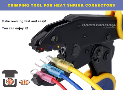 haisstronica Crimping Tool For Heat Shrink Connectors-AWG 22-10 ‎Medium, Blue