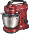 Hamilton Beach Electric Stand Mixer, 4 Quarts, Dough Hook, Flat Beater Red