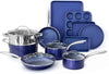 Granite Stone Diamond Cookware, 15 Piece Bakeware Set, Blue